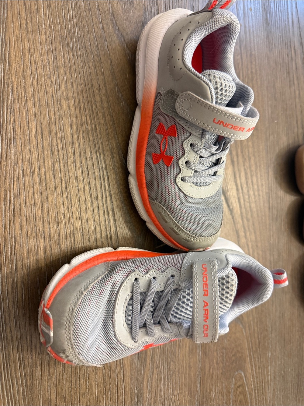 Under Armour Kids Gray and Orange Slip-On Athletic Sneakers